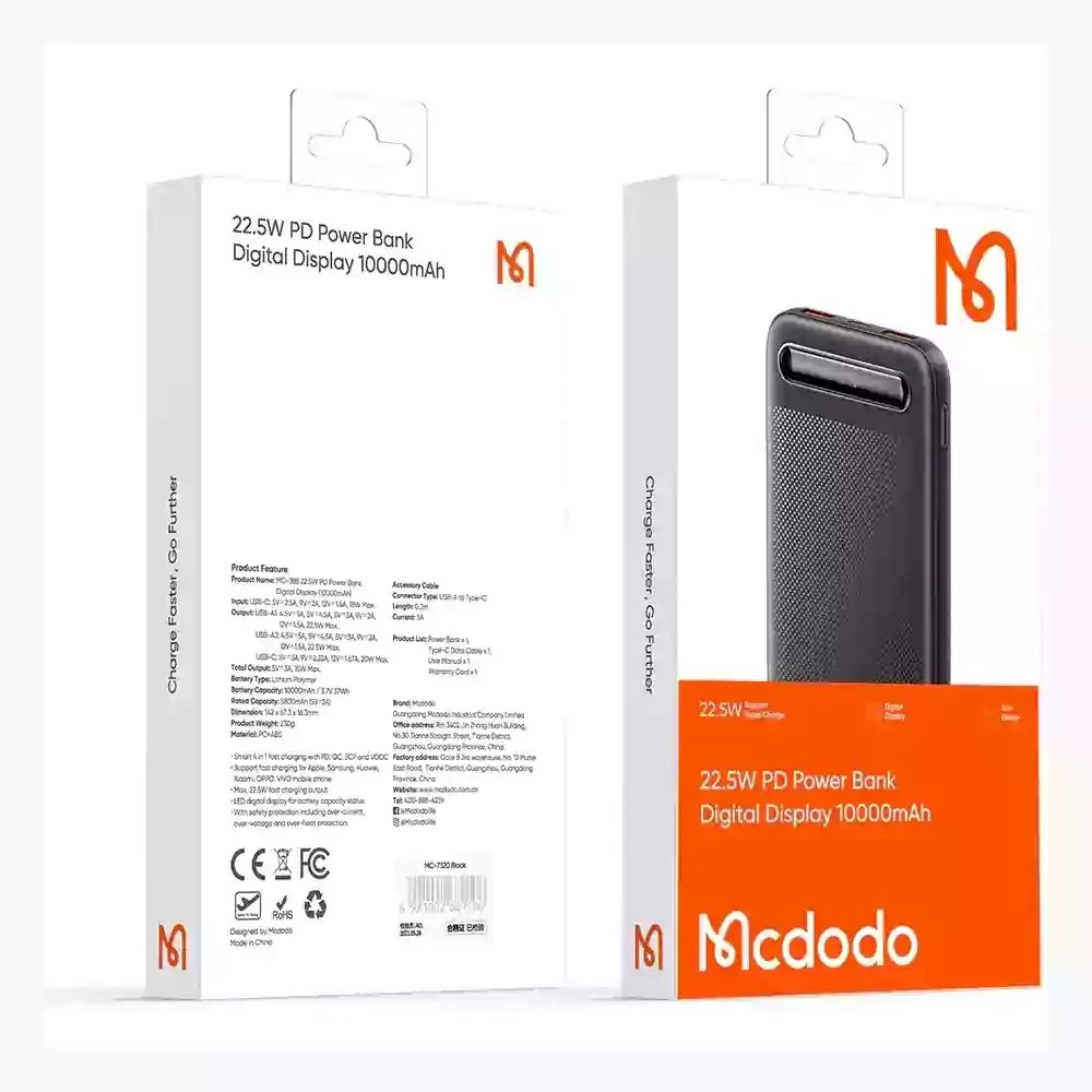 پاوربانک 22.5 وات ظرفیت 10000 مک دودو مدل MCDODO MC-3881 