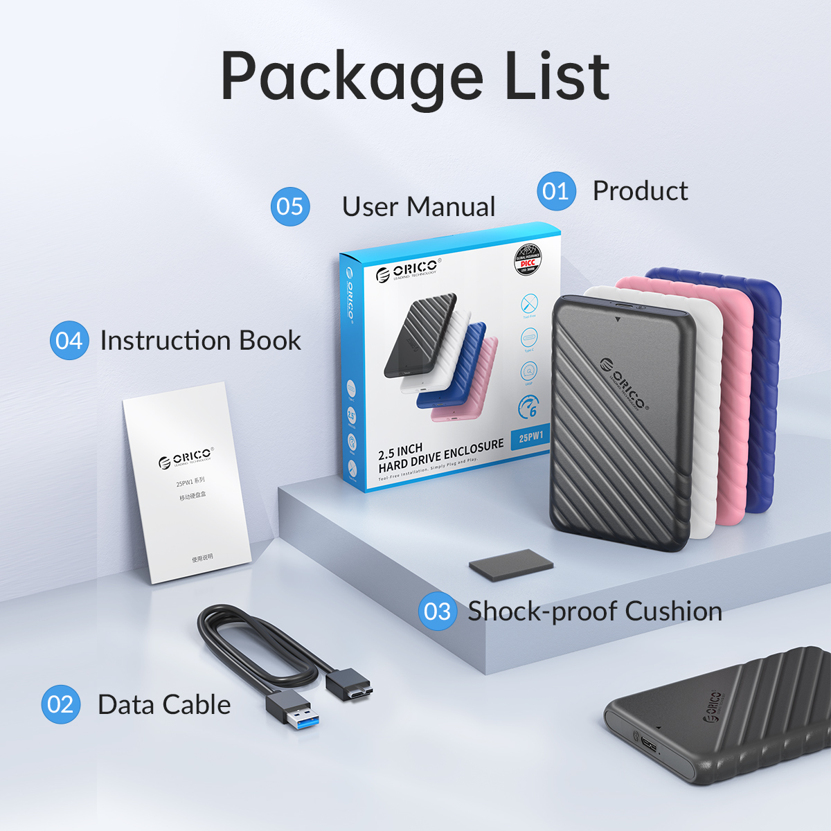 باکس هارد اوریکو مدل 25PW1-U3 سایز ۲.۵ اینچ USB 3.0
