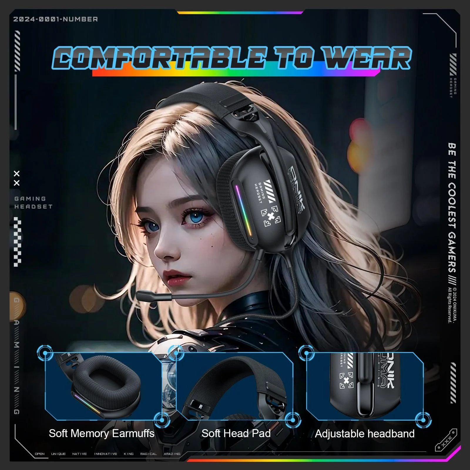 هدست گیمینگ اونیکوما مدل ONIKUMA X12 RGB