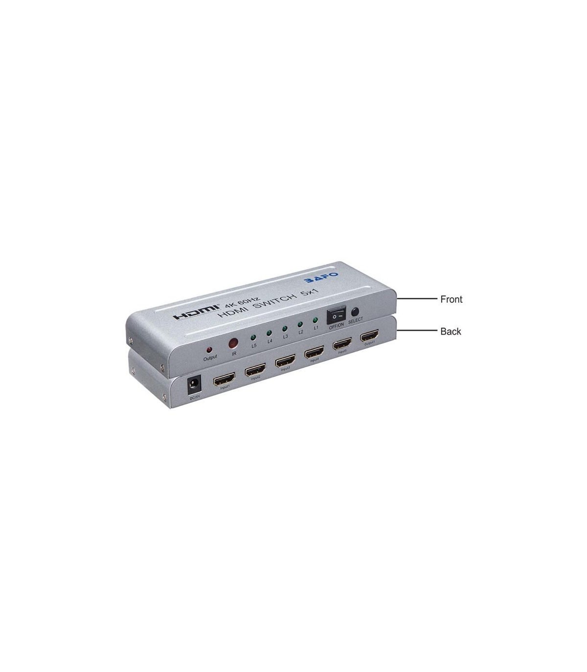 سوئیچ HDMI پنج پورت بافو مدل BF-H155 با رزولوشن 4K