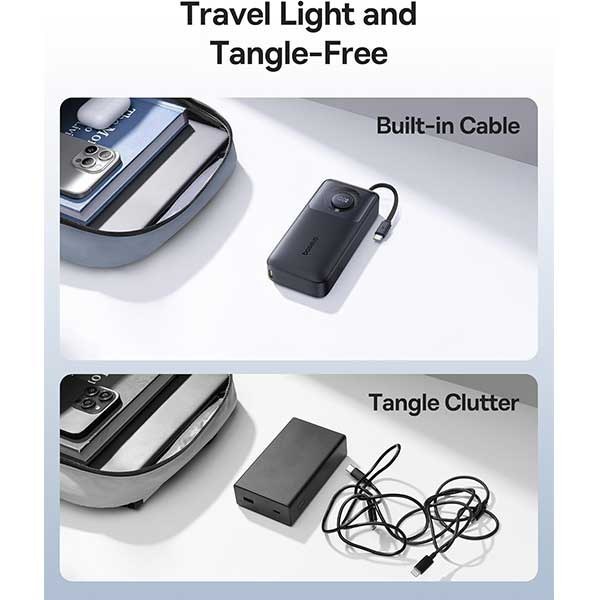 Baseus Free2Pull 20000mAh 65W Retractable Cable Power Bank Black