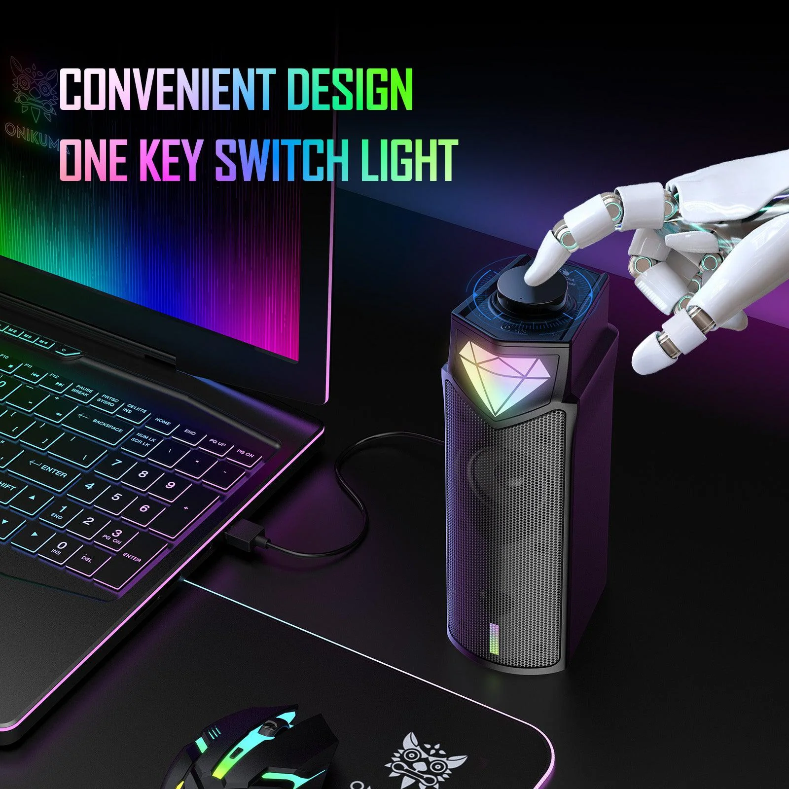 اسپیکر بلوتوثی اونیکوما ONIKUMA Wired RGB Gaming Speaker L1