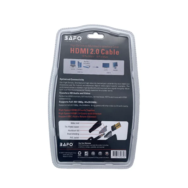 کابل HDMI 2.0 بافو طول 50 سانتی‌متر با رزولوشن 4K