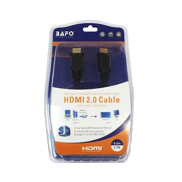 کابل HDMI 2.0 بافو طول 50 سانتی‌متر با رزولوشن 4K