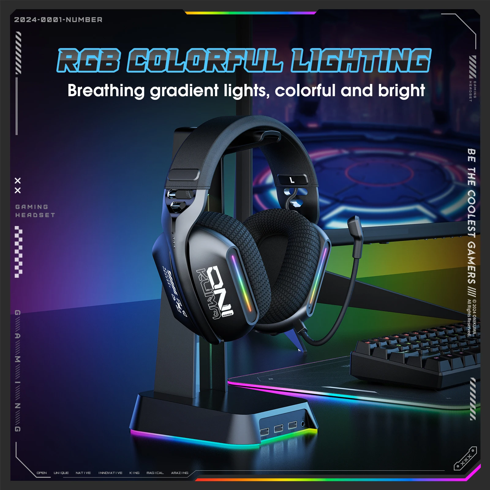 هدست گیمینگ اونیکوما مدل ONIKUMA GT808 Wireless Black