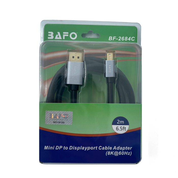 کابل تبدیل Mini DisplayPort به DisplayPort بافو مدل BF-2684C طول 2 متر با رزولوشن 8K