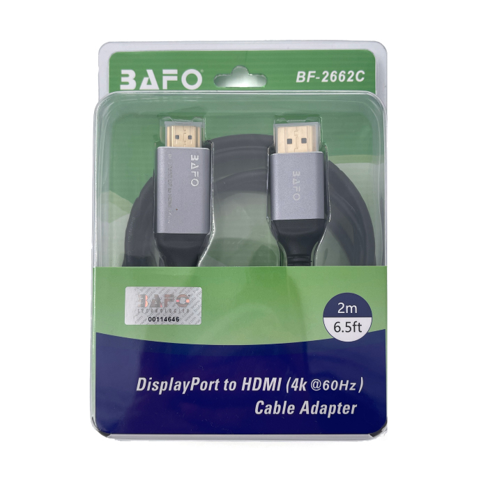 کابل تبدیل DisplayPort به HDMI بافو مدل BF-2662C طول 2 متر با رزولوشن 4K