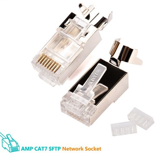 سوکت شبکه امپ CAT7 SFTP شانه دار نقره ای